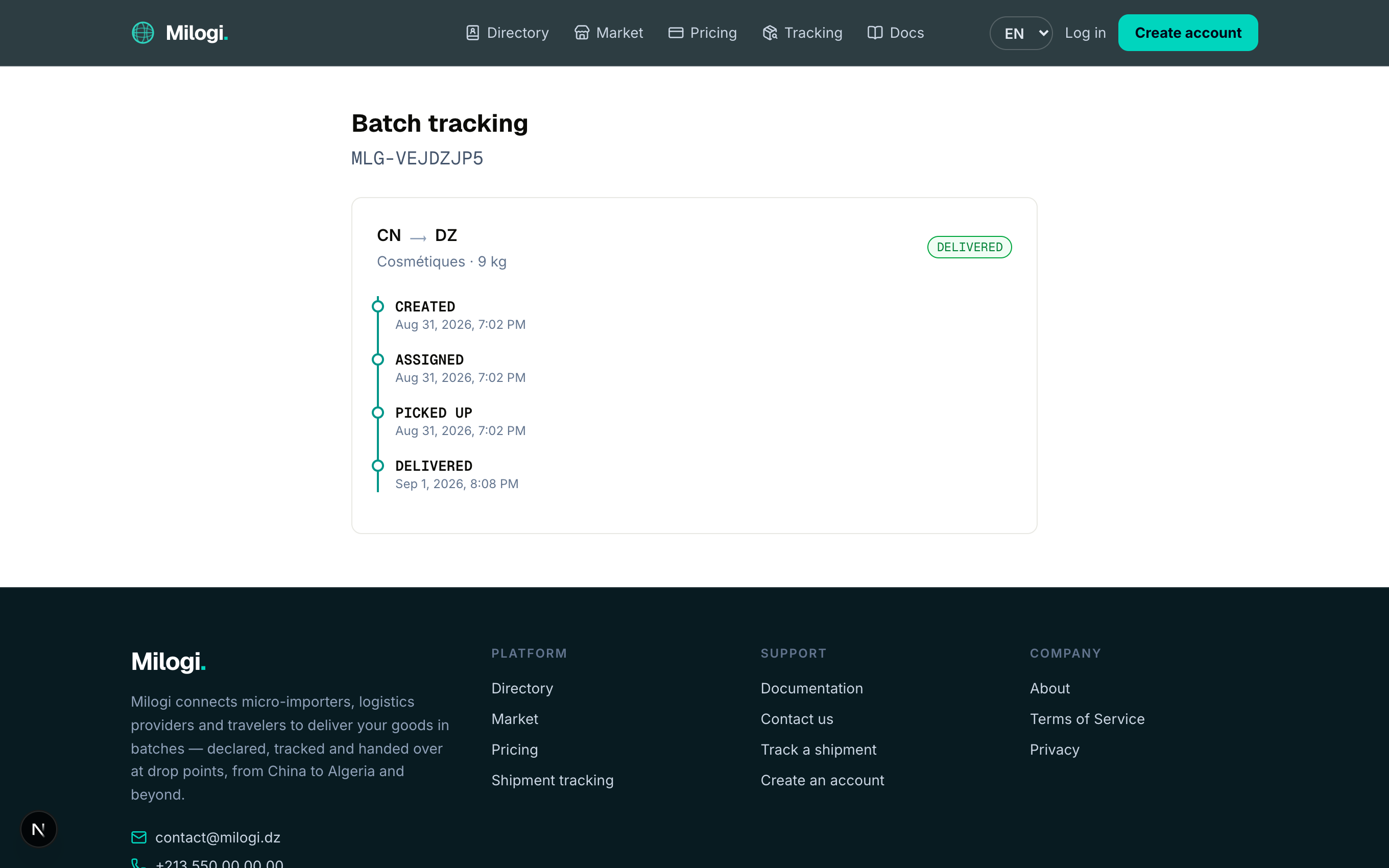 Tracking result with timeline