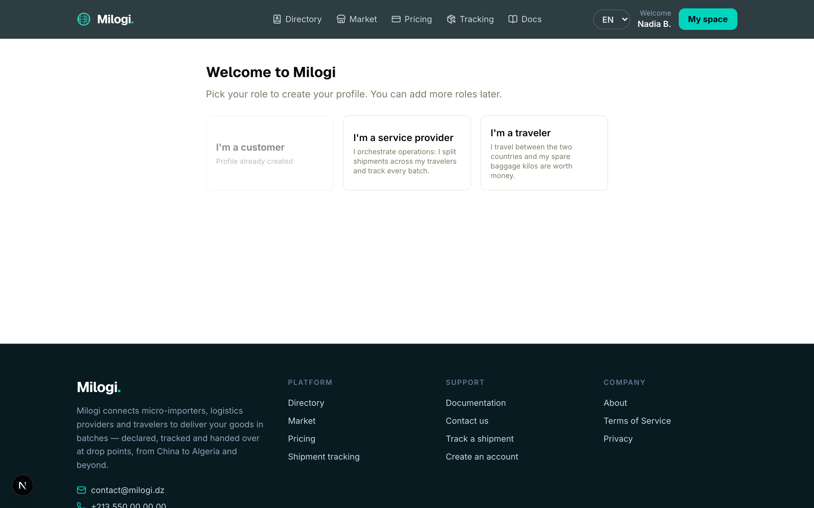 Choosing a role during onboarding
